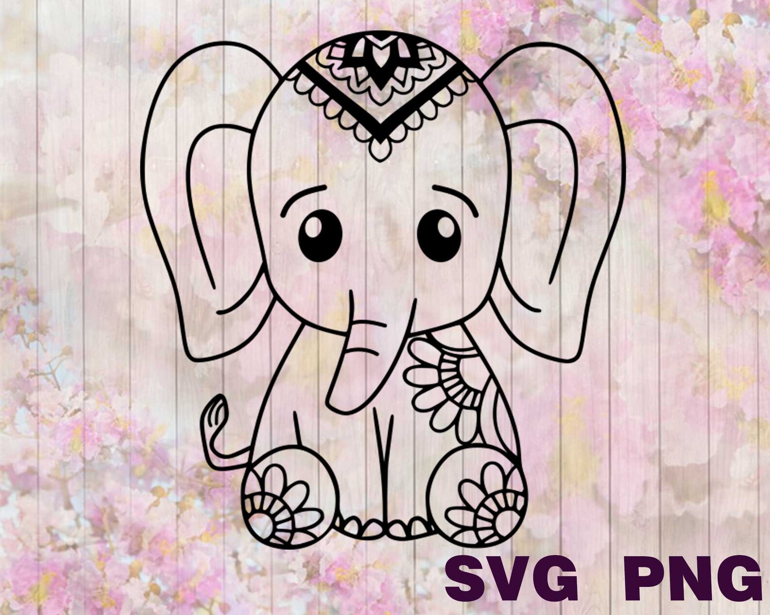 Baby elephant svg Mandala Elephant outline Baby shower | Etsy