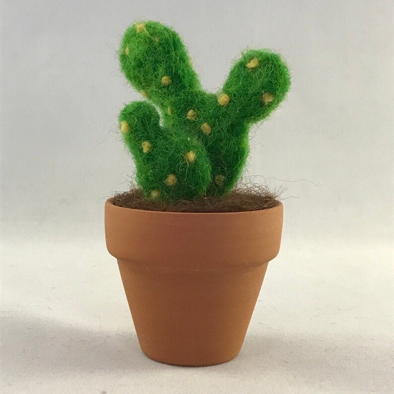 Small needle felted bunny cactus in terracotta pot
