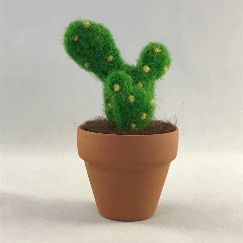 Small needle felted bunny cactus in terracotta pot