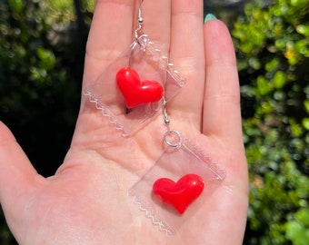 Pendientes de corazón de caramelo, joyería con dijes para el Día de San Valentín