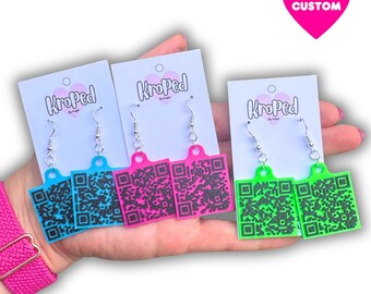 Custom QR Code Earrings 3D Printed Jewelry
