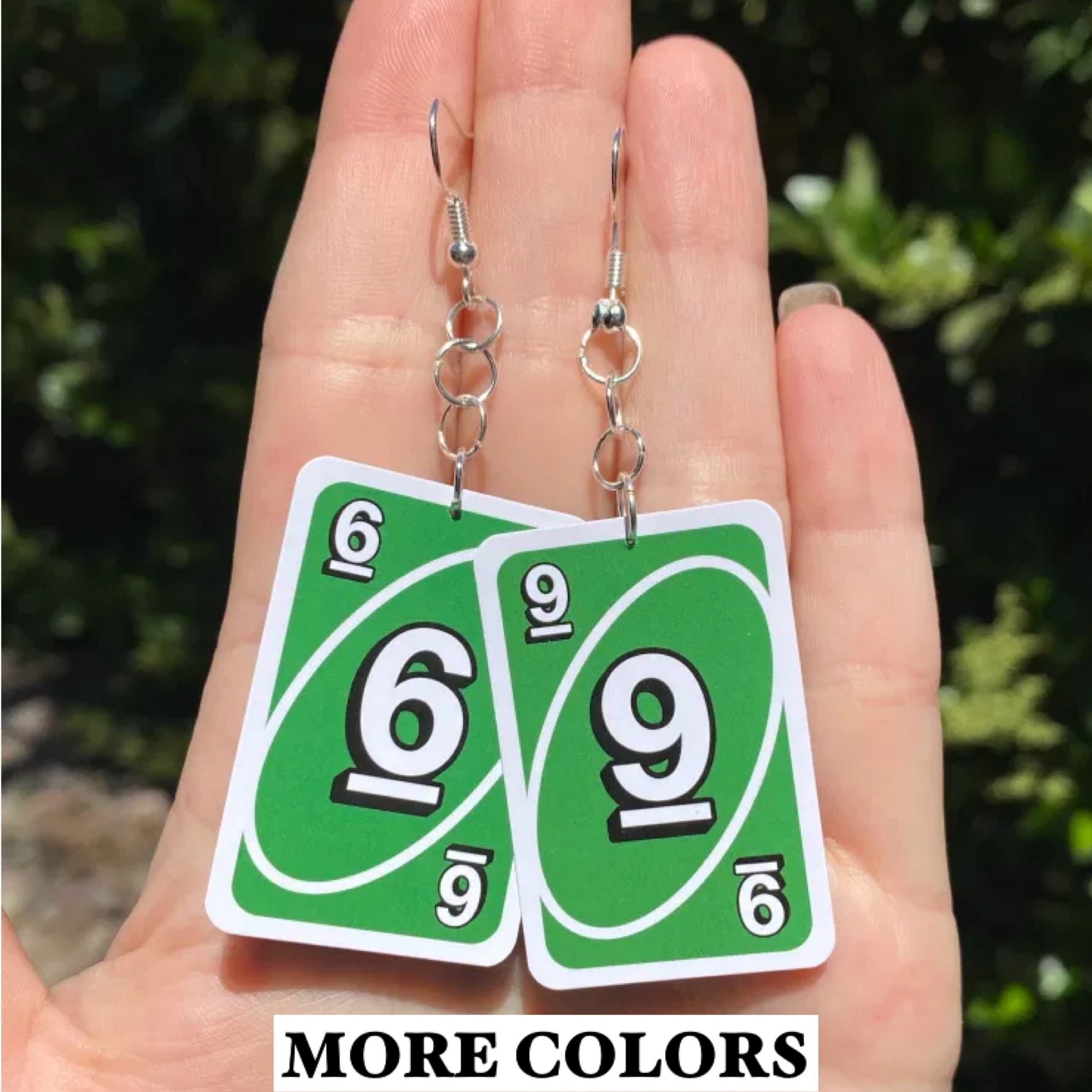 Cute Green Kidcore Uno Reverse Card Earrings - Depop