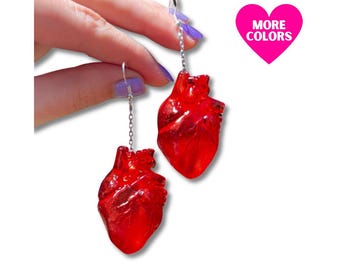 Anatomical Heart Earrings 3D Printed Realistic Lightweight Jewelry