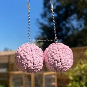 Anatomical Brain Earrings 3D Printed & Hand Painted