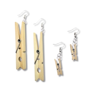 Real Clothespin Earrings Lightweight Cottage Core Jewelry