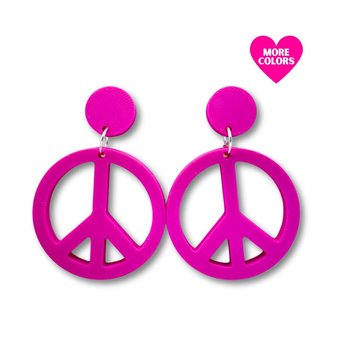 Earring Signs Peace Sign Earrings 3D Printed Retro Lightweight Stud Jewelry - Etsy