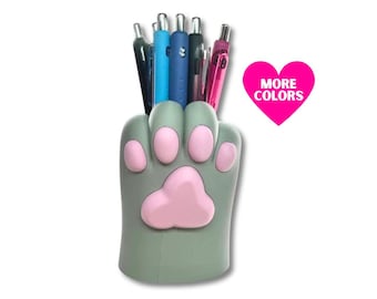 Portalápices de escritorio con forma de huella de gato, soporte para brochas de maquillaje y organizador de decoración para el hogar con temática de animales.