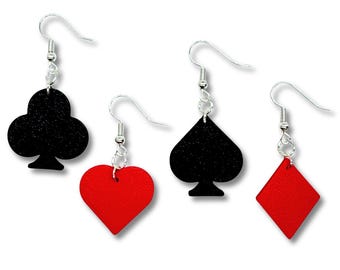 Poker Earring 4-Piece Las Vegas Gambling Casino Jewelry