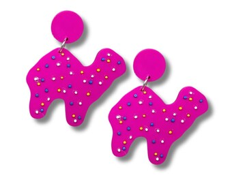 Iced Animal Cookie Earrings 3D Printed Nostalgic 90's Food Jewelry