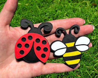 Bug Magnets Ladybug and Bee 3D Printed Home Decor
