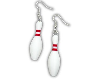 Bowling Pin Earrings 3D Printed Sports Jewelry