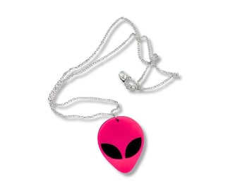 Neon Alien Necklace Fun 925 Sterling Silver Space Jewelry