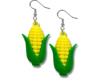 Fresh Corn Earrings 3D Printed Farm Core Foodie Jewelry