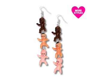 Triple Baby Dangle Earrings Baby Shower Jewelry Doll Toys