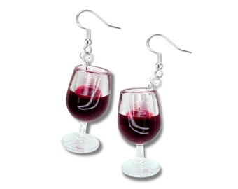 Red Wine Glass Earrings Adult Night Out Jewelry
