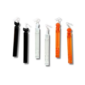 Boucles d&#39;oreilles baguette magique d&#39;Halloween Bijoux de vacances fantasmagoriques Baguettes magiques de bulles de travail réelles avec des bulles
