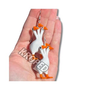 3-Headed Goose Duck Earrings ORIGINAL ARTIST Keychain Loose Hand-Painted 3D Printed