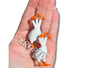3-Headed Goose Duck Earrings ORIGINAL ARTIST Keychain Loose Hand-Painted 3D Printed