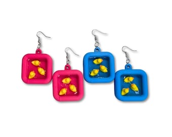 Duck Pool Earrings 3D Printed Animal Kiddie Pool Ducky Weird Jewelry