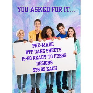 Premium DTF Gang Sheet 22x60 | 15–20 Pre-Printed Designs | Cool Peel | DIY T-Shirt Transfers | I’ll Print 4U Category 2 of 4