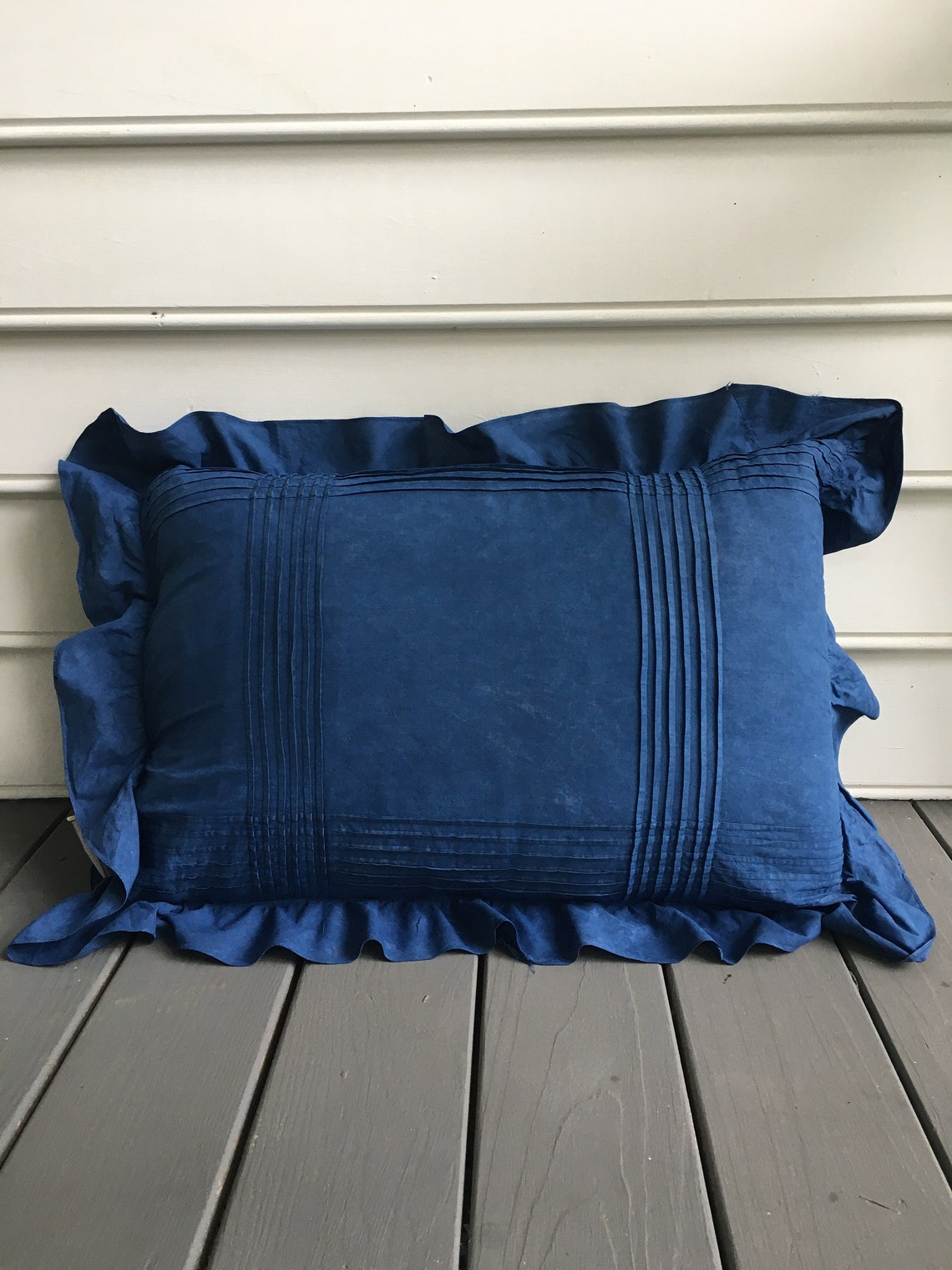 Indigo Dyed Pillow Folded Pleats with Ruffle Detail Etsy