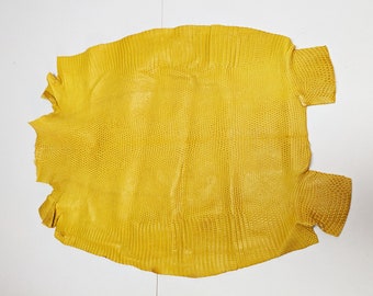 Yellow Real lizard skin, Italian genuine iguana leather