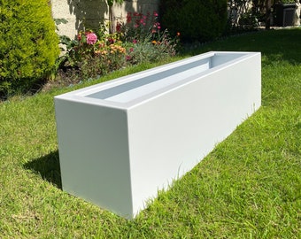 Extra Large White Aluminium Trough Planter | Modern Rustproof Garden Pot, UK Made