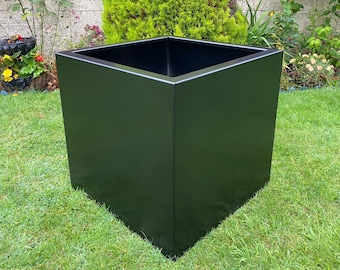 Black Square Aluminium Metal Outdoor / Indoor Aluminium Garden Planter Pot Trough