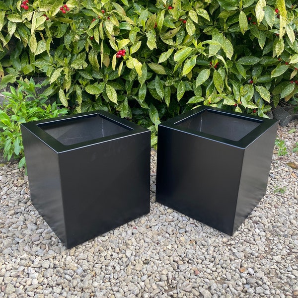 Black Square Cube  Aluminium Metal Indoor Outdoor Garden Planters Pots