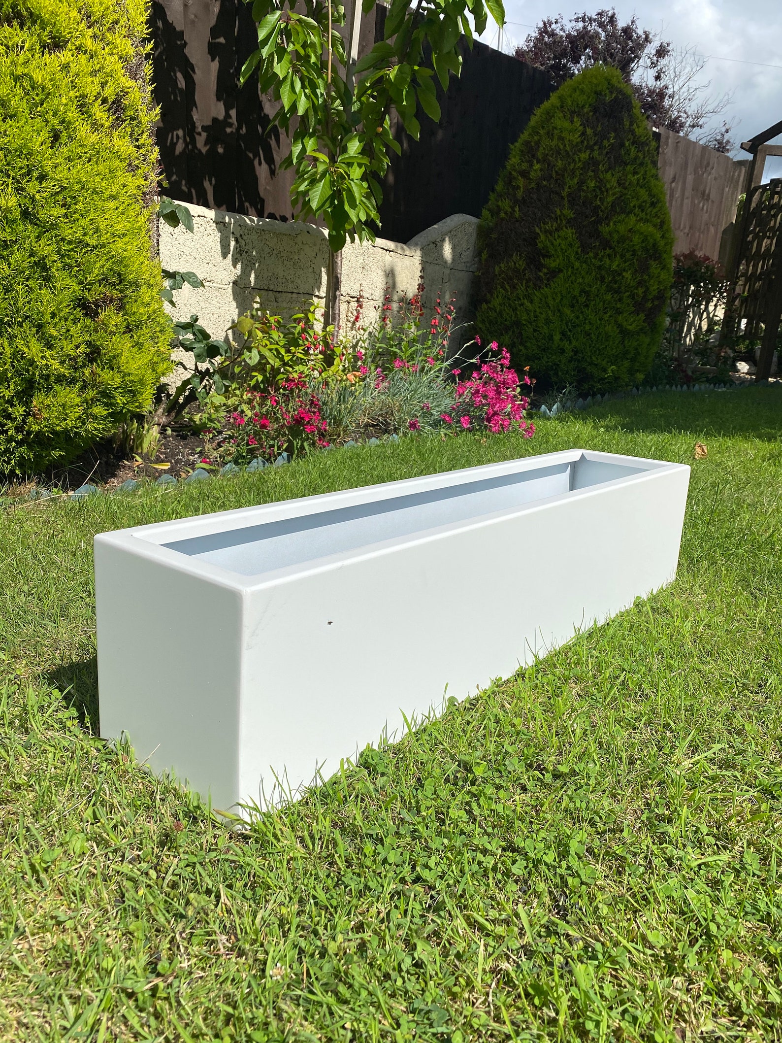 White Aluminium Metal Window Box Planter Etsy UK
