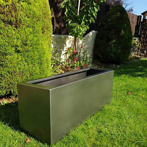 Grey Silver Large Aluminium Metal Garden Planter Pot Trough