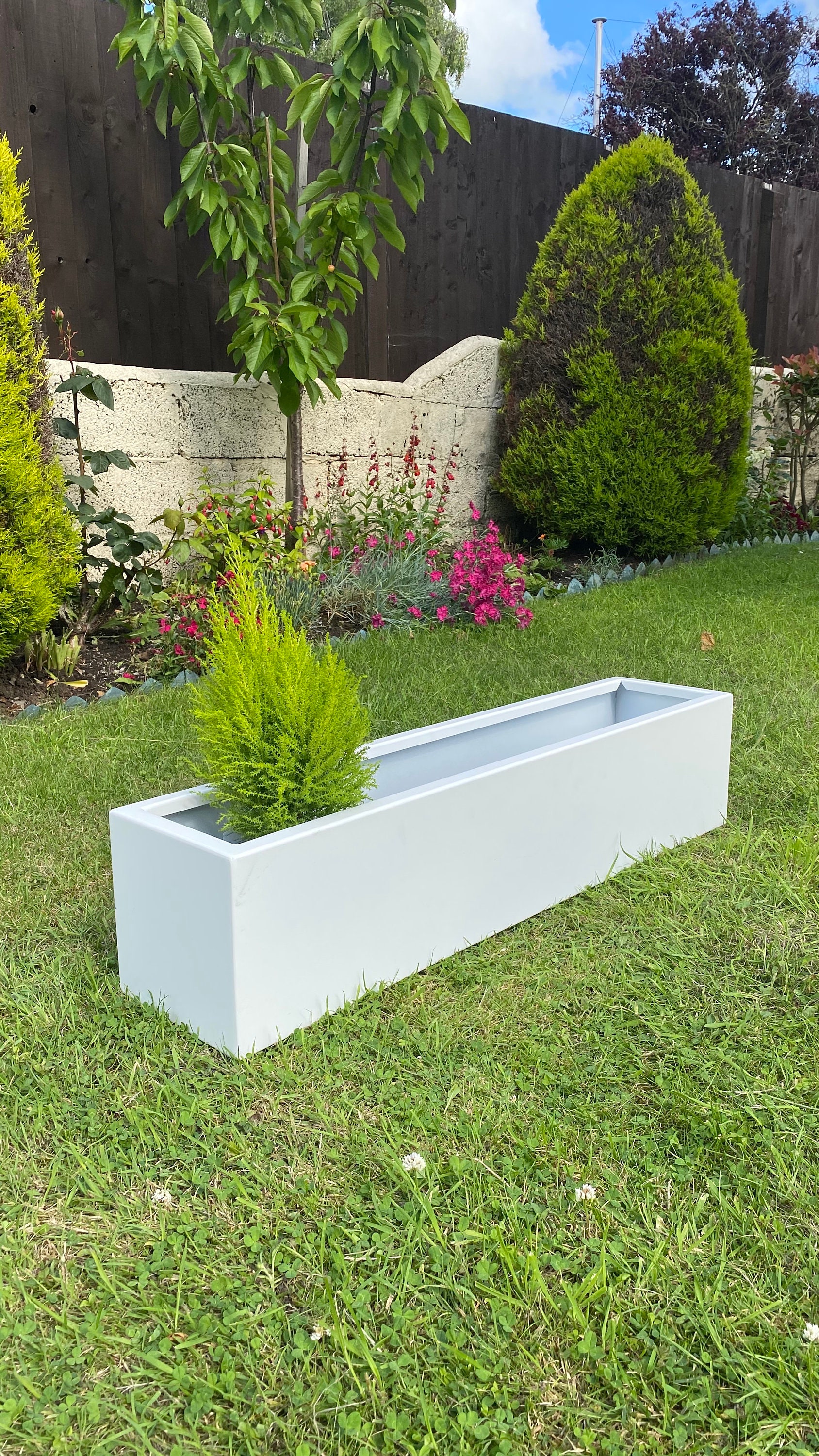 White Aluminium Metal Window Box Planter Etsy UK