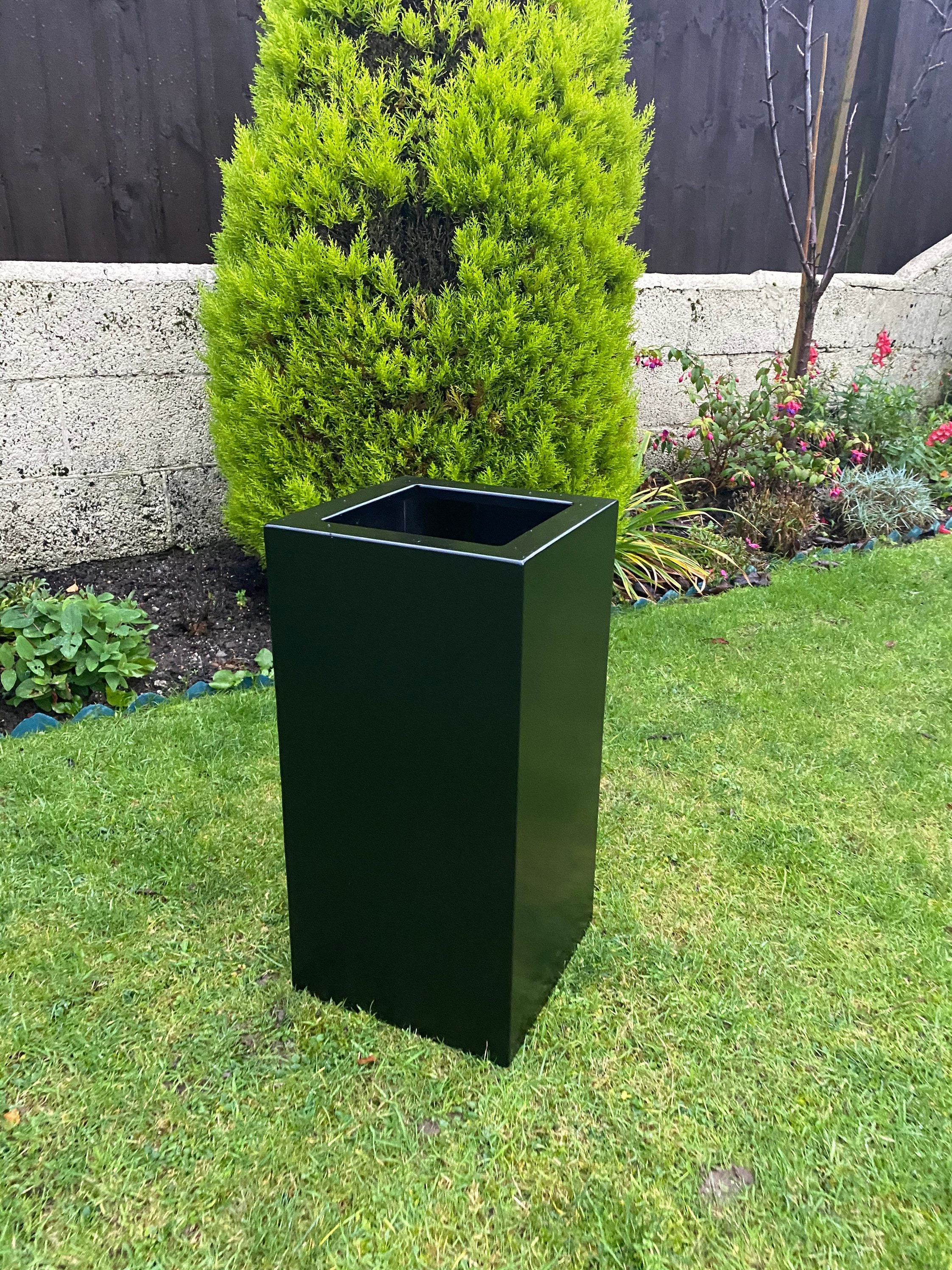 Black Square Tall Aluminium Outdoor Garden Planter - Etsy UK