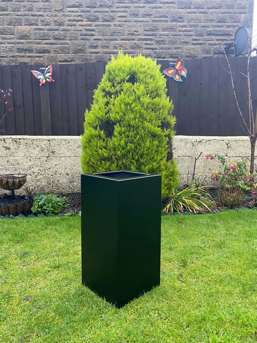Black Square Tall Aluminium Outdoor Garden Planter - Etsy UK