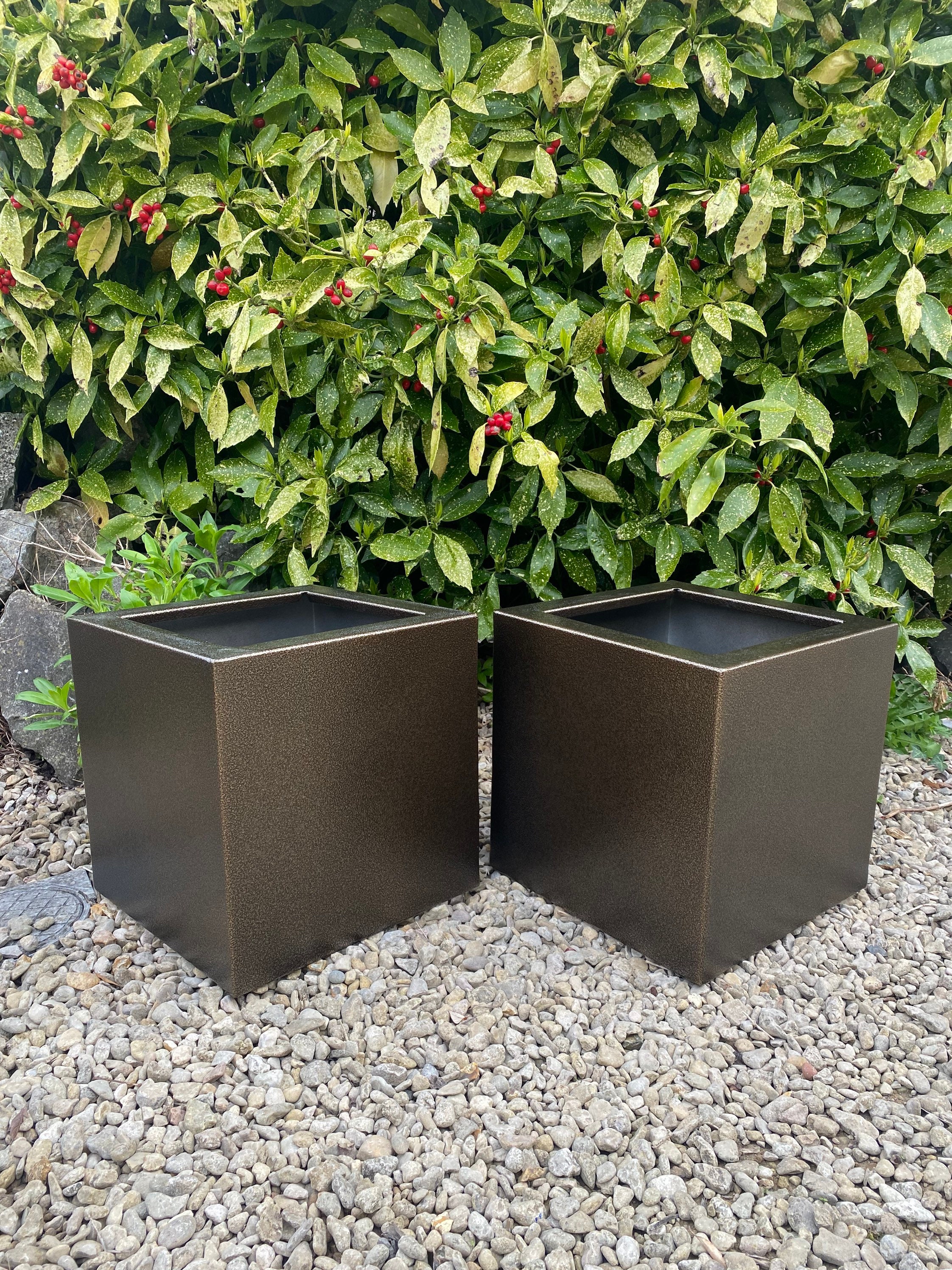 Bronze Square Aluminium Metal Indoor Outdoor Garden Planters Pots - Etsy, image size:2244x2992