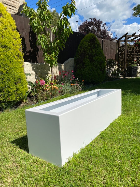 White Extra Large Aluminium Metal Garden Planter 