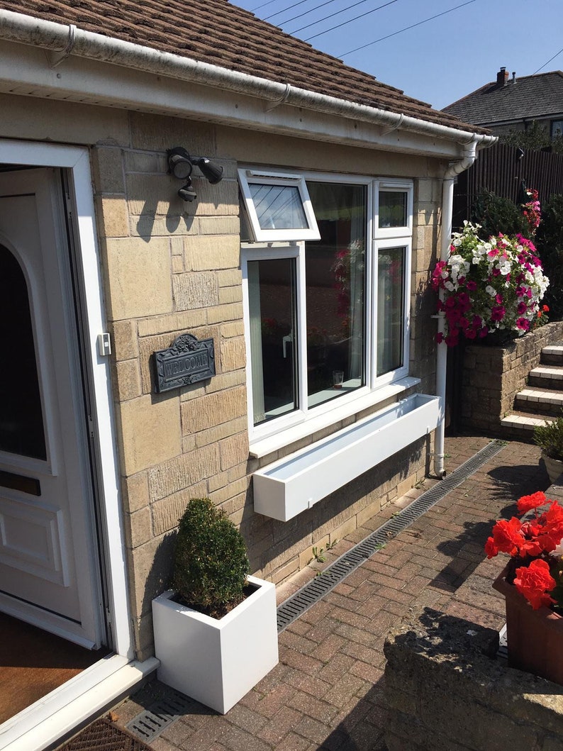 White Aluminium Metal Window Box Planter Etsy UK