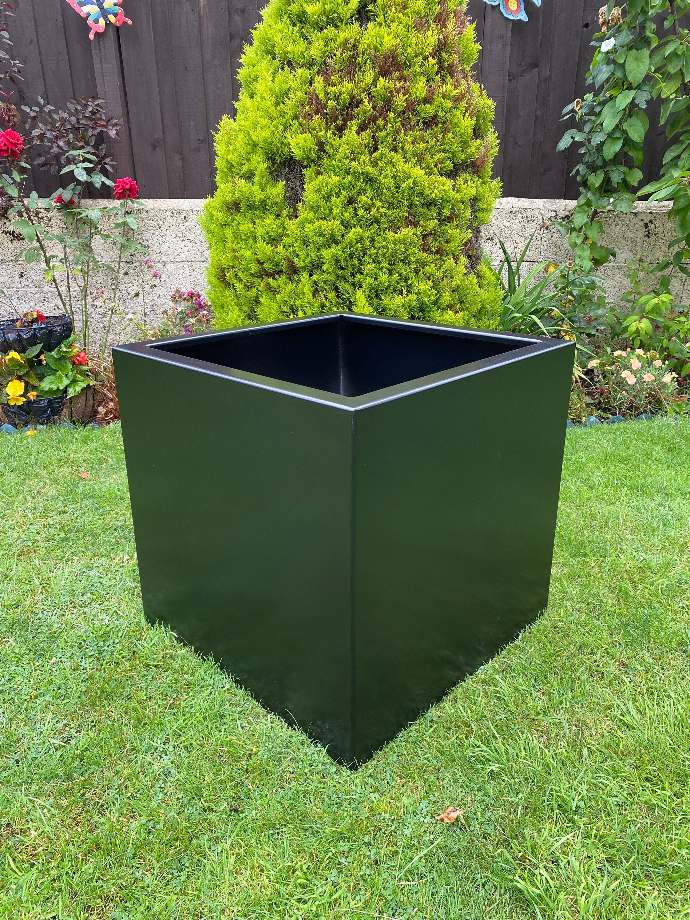Black Square Aluminium Metal Outdoor / Indoor Aluminium Garden Planter Pot  Trough - Etsy, image size:2244x2992