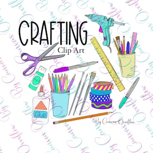 Craft Supplies Clipart Crafting Tools Clip Art Digital Downloads 