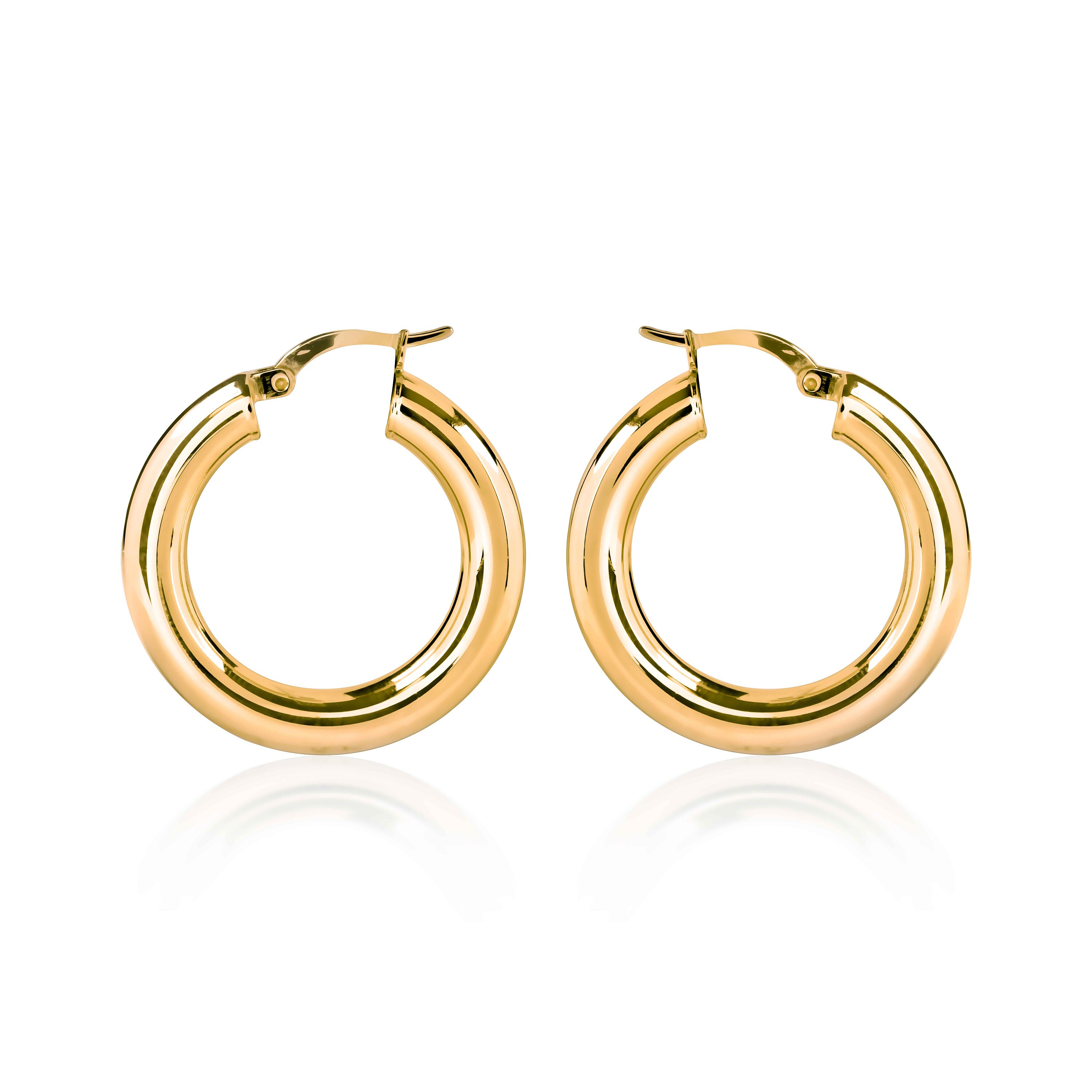 14K solid gold hoop earrings/ Thick 14 K gold hoop Etsy
