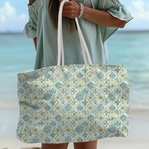 Reisen Sie übergroße Einkaufstasche Blues Mediterrean Design Urlaub Pool Strandtasche Geschenk für sie Sommer Essentials Mädchen Reise Carryall Flitterwochen