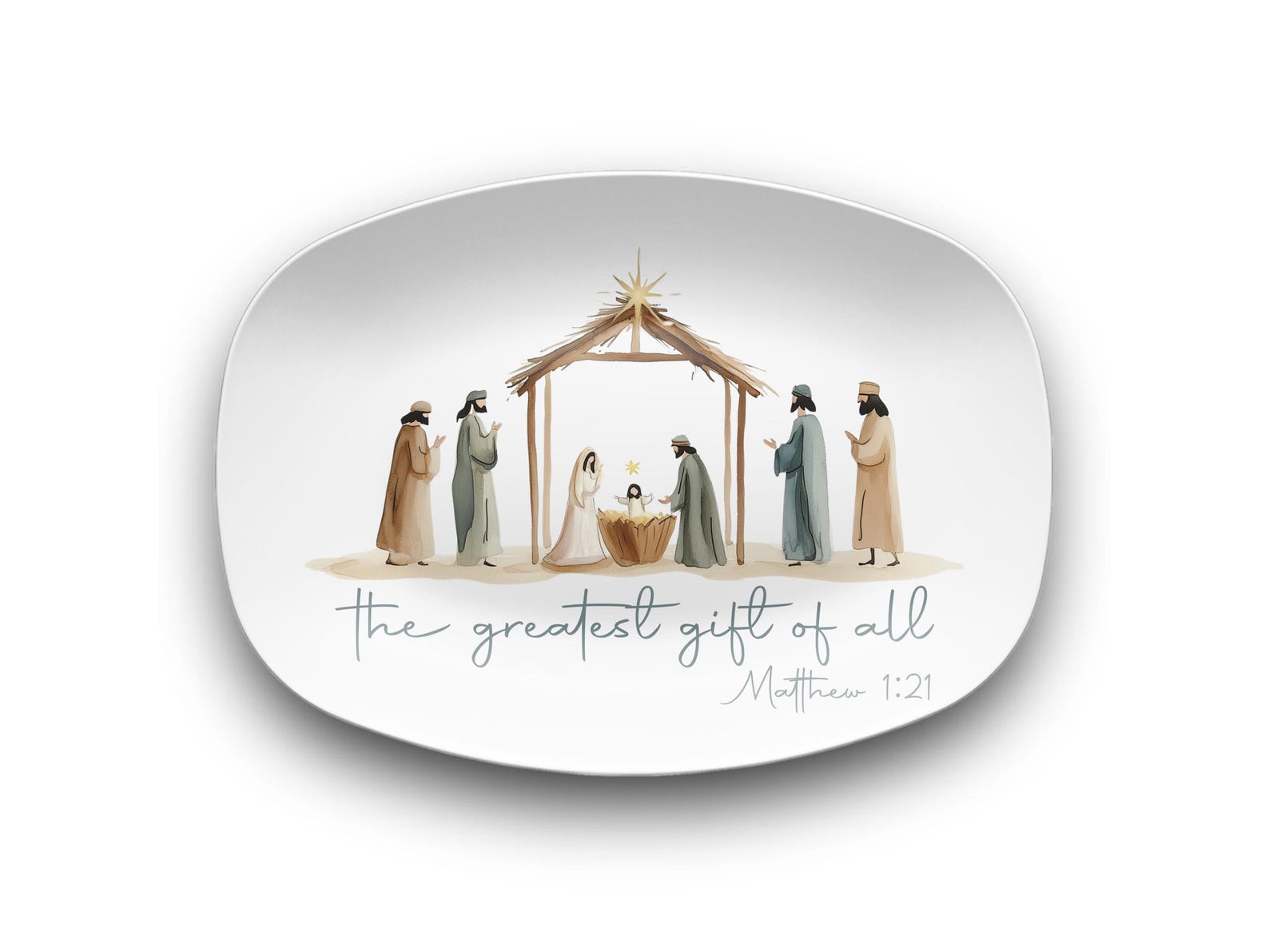 Nativity Scene Christmas Platter Serving Tray Holy Family Holiday Decor ...