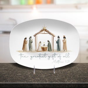 Nativity Scene Christmas Platter Serving Tray Holy Family Holiday Decor Christian Tableware