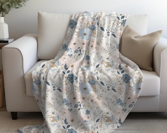 Floral Blanket Vintage Shabby Chic Boho Throw Home Decor Gift Cottagecore Aesthetic