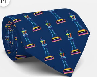 Chess player tie, chess neck tie, tie for chess tournament, chess tie dad gift, Christmas gift for chess enthusiasts