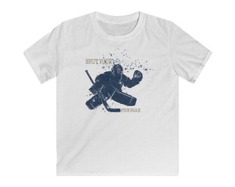 Kids Hockey Goalie T-Shirt | Softstyle Hockey Life Tee for Youth | Ice Hockey Gift for Young Goalies