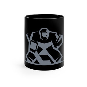 Hockey goalie 11oz Black Mug, Goaltender coffee mug, hockey goalie mug, ice ring mug, goalie mom coffee mug, tea cup, hot cocoa goalie mug