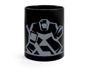 Tasse à café noire Gardien de but de hockey - Tasse à thé en céramique de 11 oz