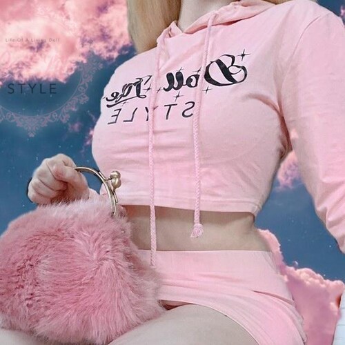 pink hoodie skirt set