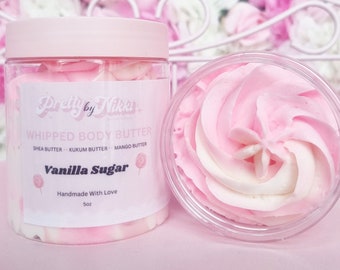 Vanilla Sugar Whipped Body Butter| Marshmallow, Candyfloss, Vanilla, Musk Base | Moisturizer For Dry Dull Skin | Pretty By Nikki